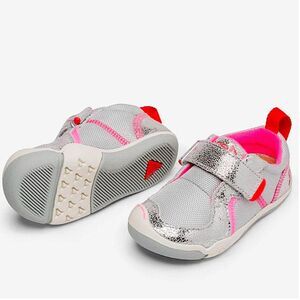 Plae Metallic Silver Pink Suede & Nylon Velcro Sneakers Size 5.5